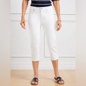 NEW Talbots $89 pedal pushers white jean womens 10 petite denim slimming pants